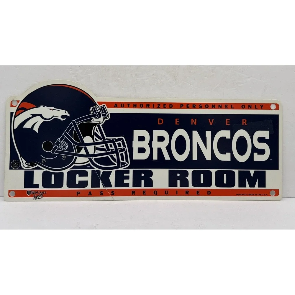 Vintage‎ WinCraft Denver Broncos Locker Room Sign NFL Navy Wall Decor Man Cave